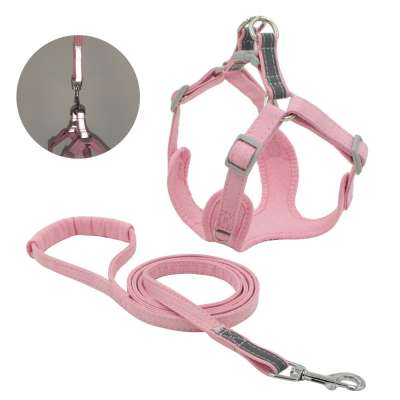 Fashion Custom LOGO Reflective Neck Adjustable Dog Leash and Harness Vest