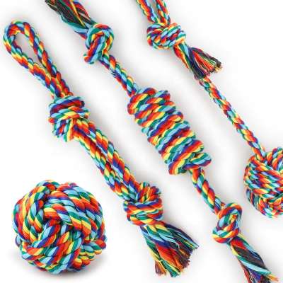 High Quality Pet Play Bite Toy Braided Knots Cotton Rope Balls Dog Chew Toys