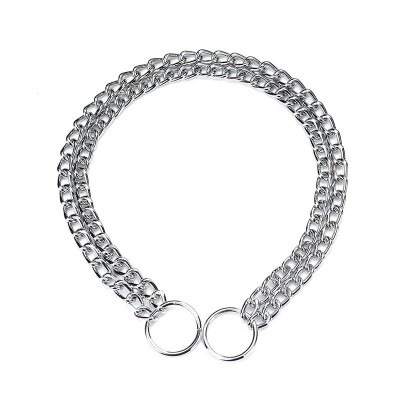 Wholesale Fashion Pet Double Row Chain Collars Chrome Plated P Chain Dog Collar