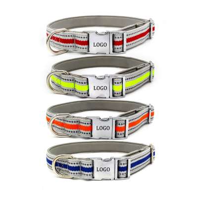 Amazon Hot Sale Designer Reflective Nylon Pet Metal Buckle Dog Collars